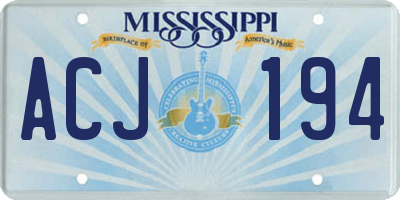 MS license plate ACJ194