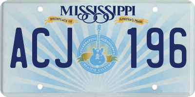 MS license plate ACJ196