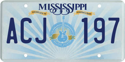 MS license plate ACJ197