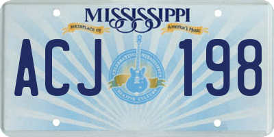 MS license plate ACJ198