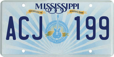 MS license plate ACJ199