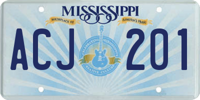 MS license plate ACJ201