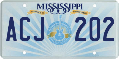MS license plate ACJ202