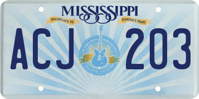 MS license plate ACJ203