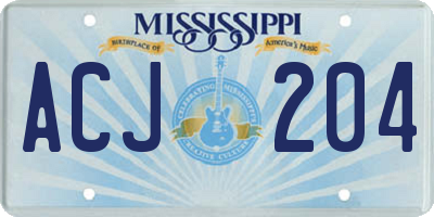 MS license plate ACJ204