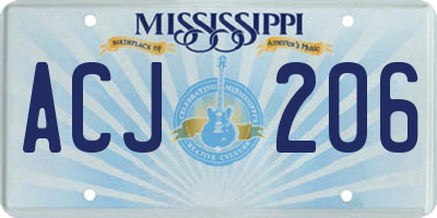 MS license plate ACJ206