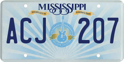 MS license plate ACJ207
