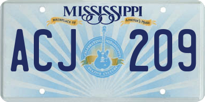 MS license plate ACJ209