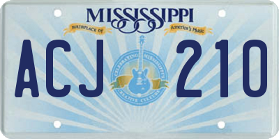 MS license plate ACJ210