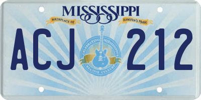 MS license plate ACJ212