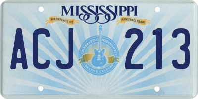 MS license plate ACJ213