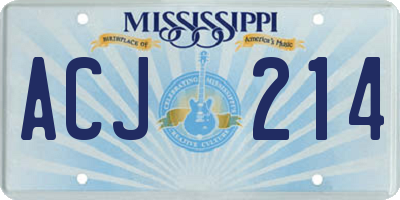 MS license plate ACJ214