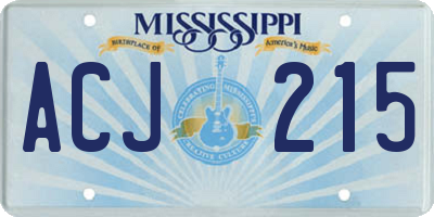 MS license plate ACJ215
