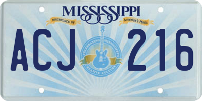 MS license plate ACJ216