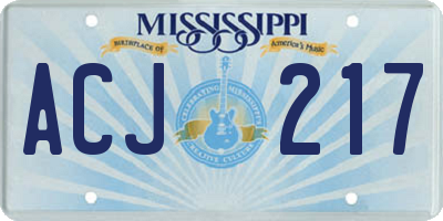 MS license plate ACJ217
