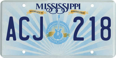 MS license plate ACJ218