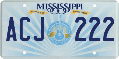 MS license plate ACJ222