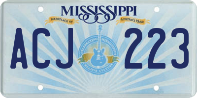 MS license plate ACJ223