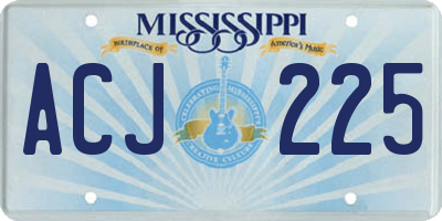 MS license plate ACJ225