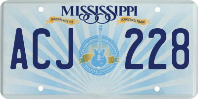 MS license plate ACJ228