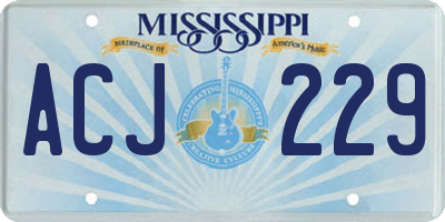 MS license plate ACJ229