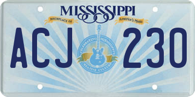 MS license plate ACJ230