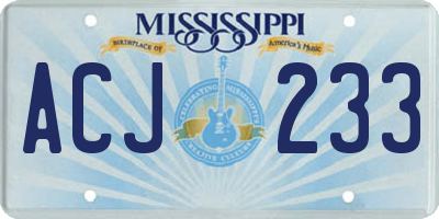 MS license plate ACJ233