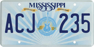 MS license plate ACJ235