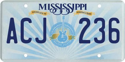 MS license plate ACJ236