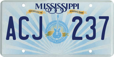 MS license plate ACJ237