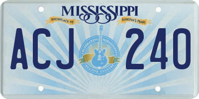 MS license plate ACJ240