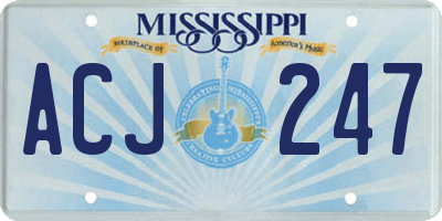 MS license plate ACJ247