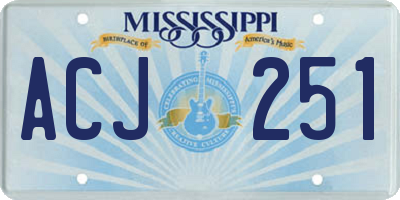 MS license plate ACJ251