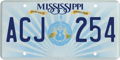 MS license plate ACJ254