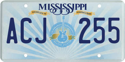 MS license plate ACJ255