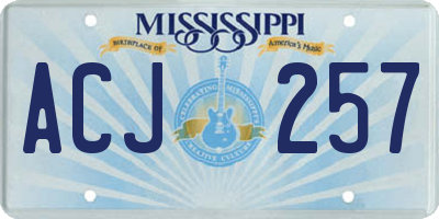 MS license plate ACJ257