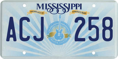 MS license plate ACJ258