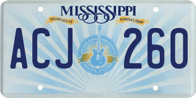 MS license plate ACJ260