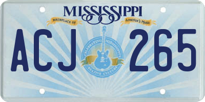 MS license plate ACJ265