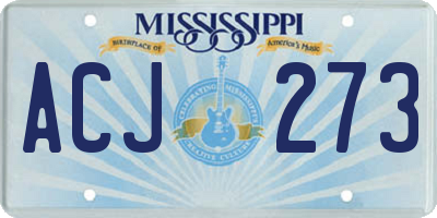 MS license plate ACJ273