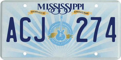 MS license plate ACJ274