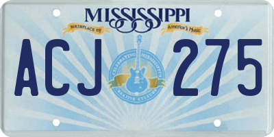 MS license plate ACJ275