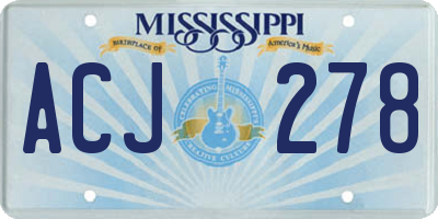 MS license plate ACJ278