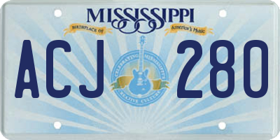 MS license plate ACJ280