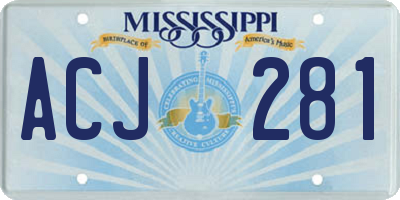 MS license plate ACJ281