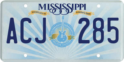 MS license plate ACJ285