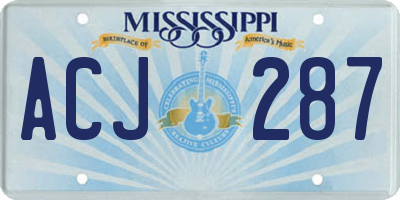 MS license plate ACJ287