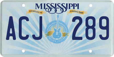 MS license plate ACJ289