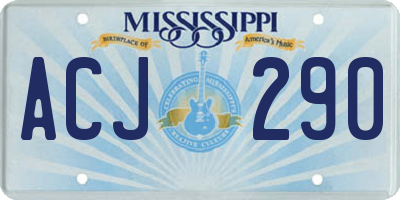 MS license plate ACJ290