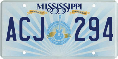 MS license plate ACJ294